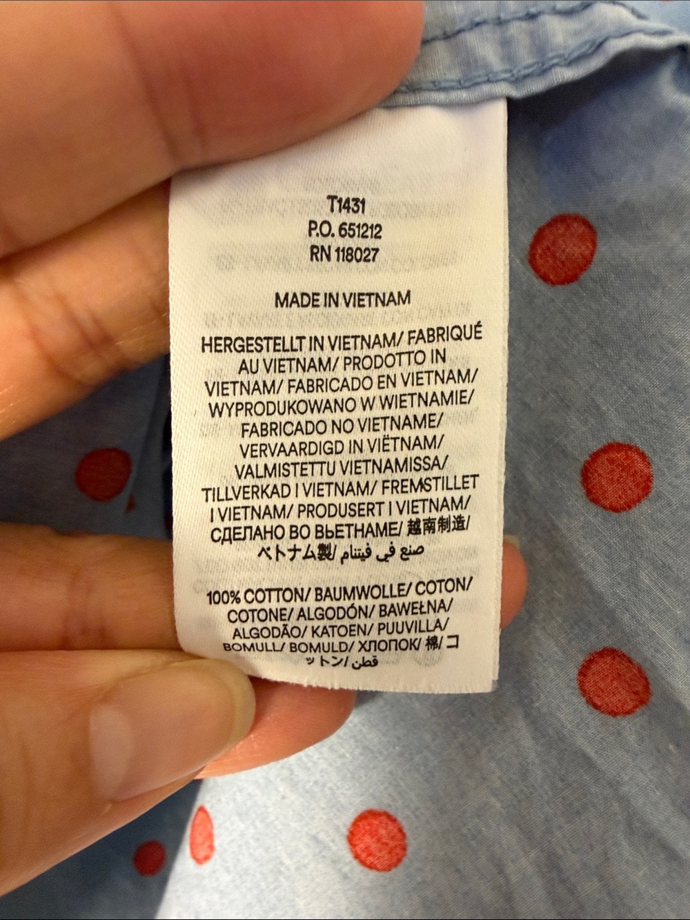 Boden Sienna Polka Dot Button Down Collared Top Shirt Light Blue Red Size 10R - Picture 11 of 12